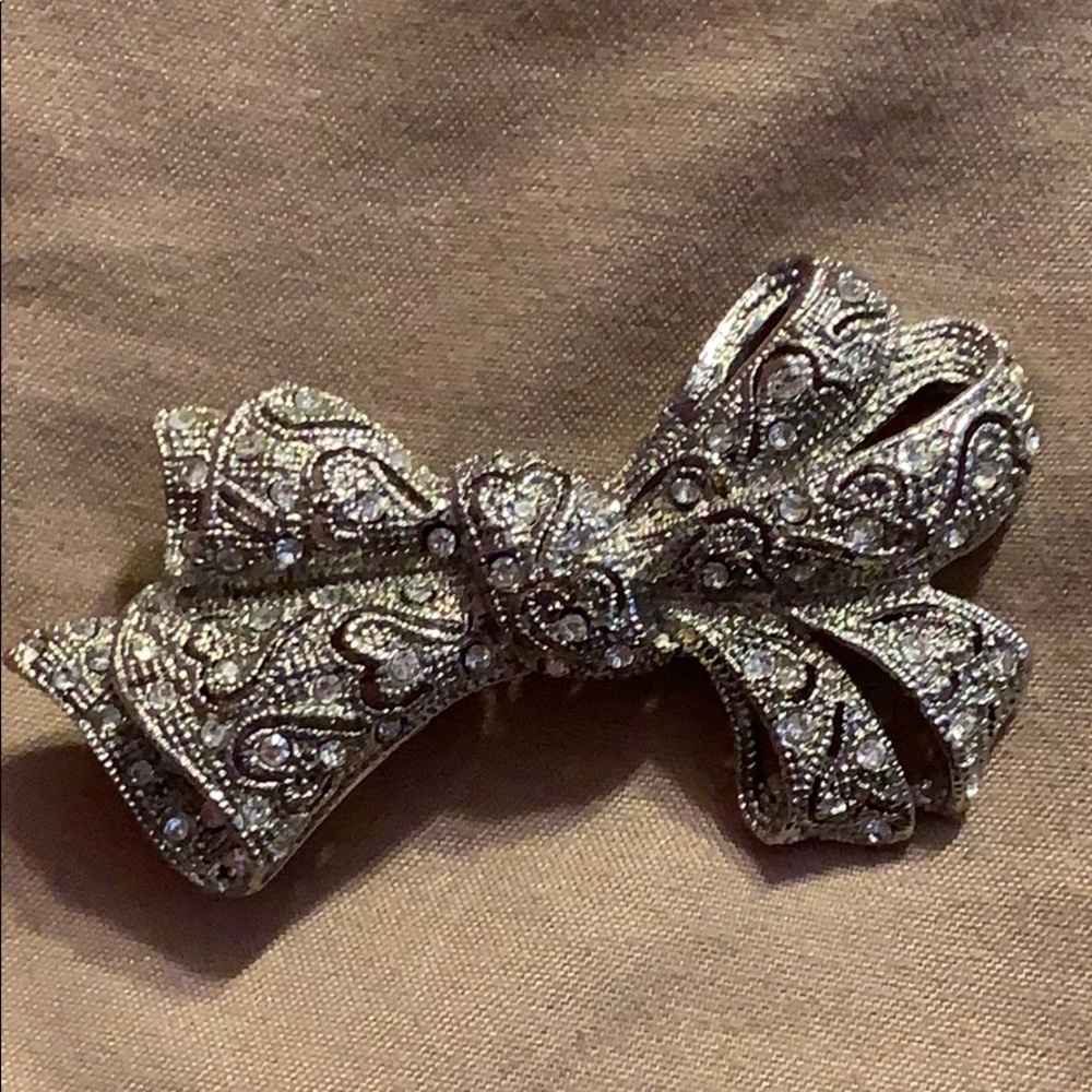 Vintage Rhinestone Bow Brooch